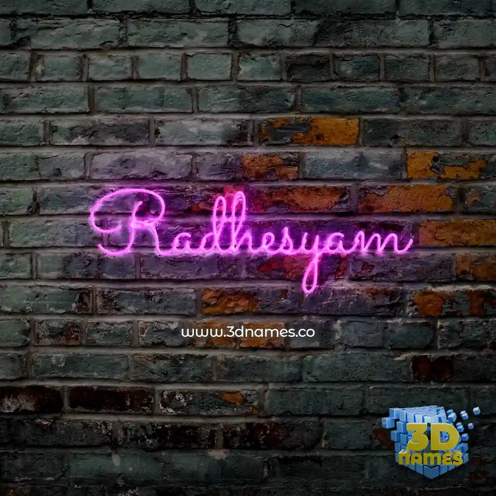 radhesyam in Pink Neon style - 3D name wallpaper