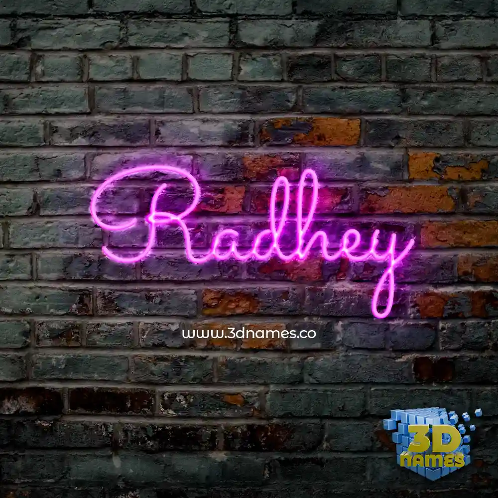 radhey in Pink Neon style - 3D name wallpaper