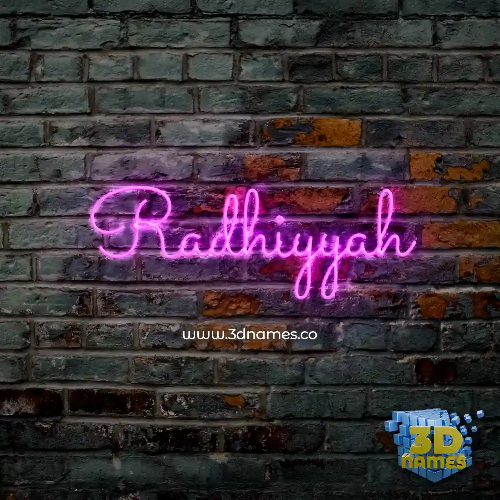 radhiyyah in Pink Neon style - 3D name wallpaper