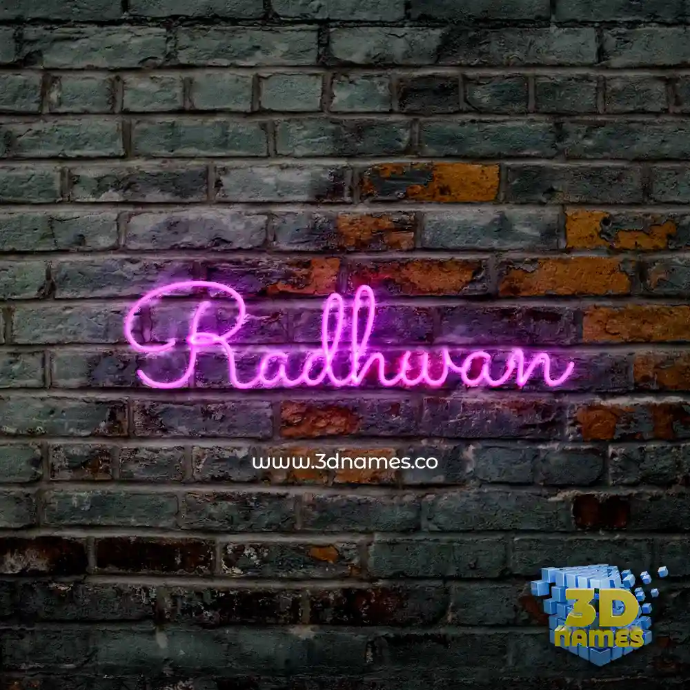 radhwan in Pink Neon style - 3D name wallpaper