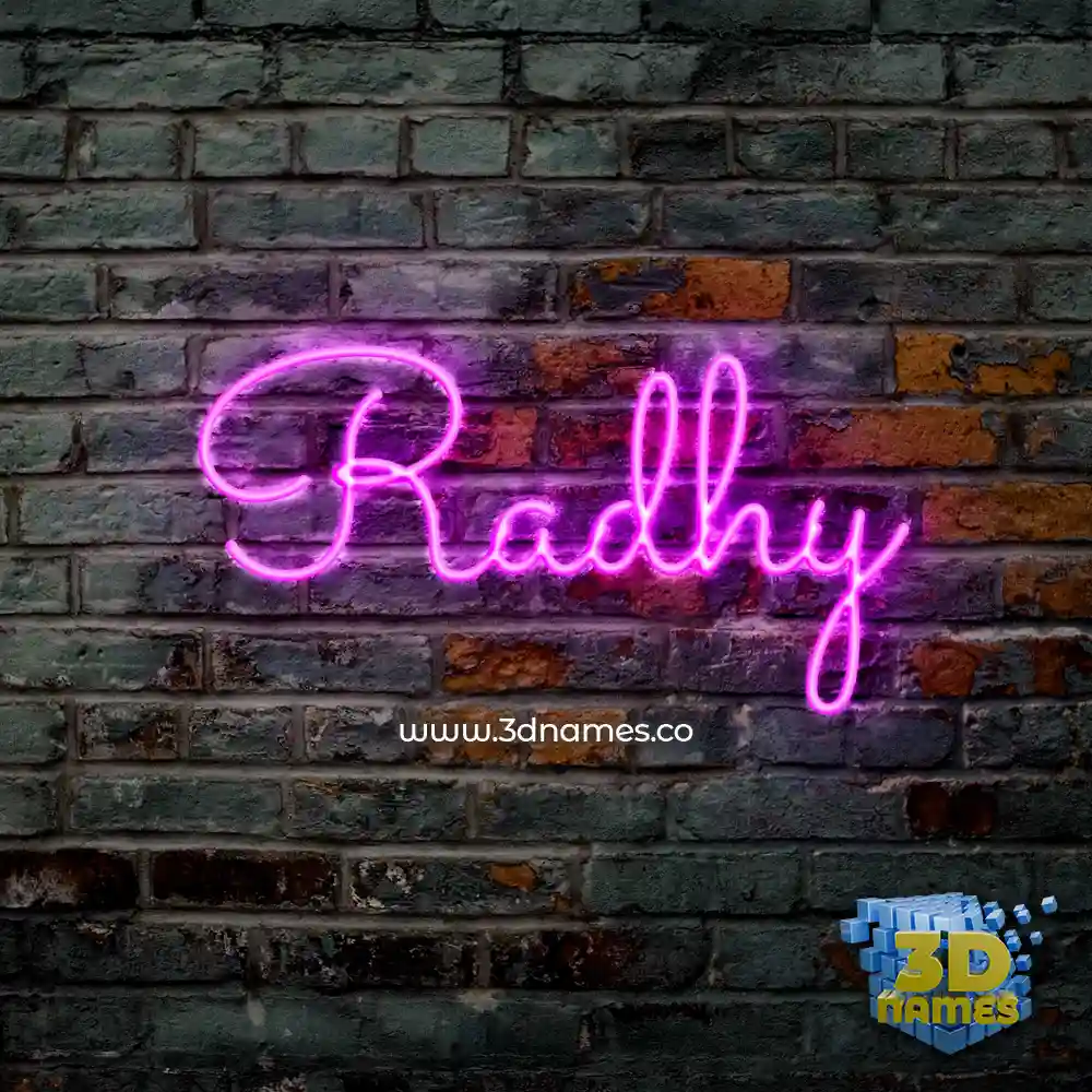 radhy in Pink Neon style - 3D name wallpaper