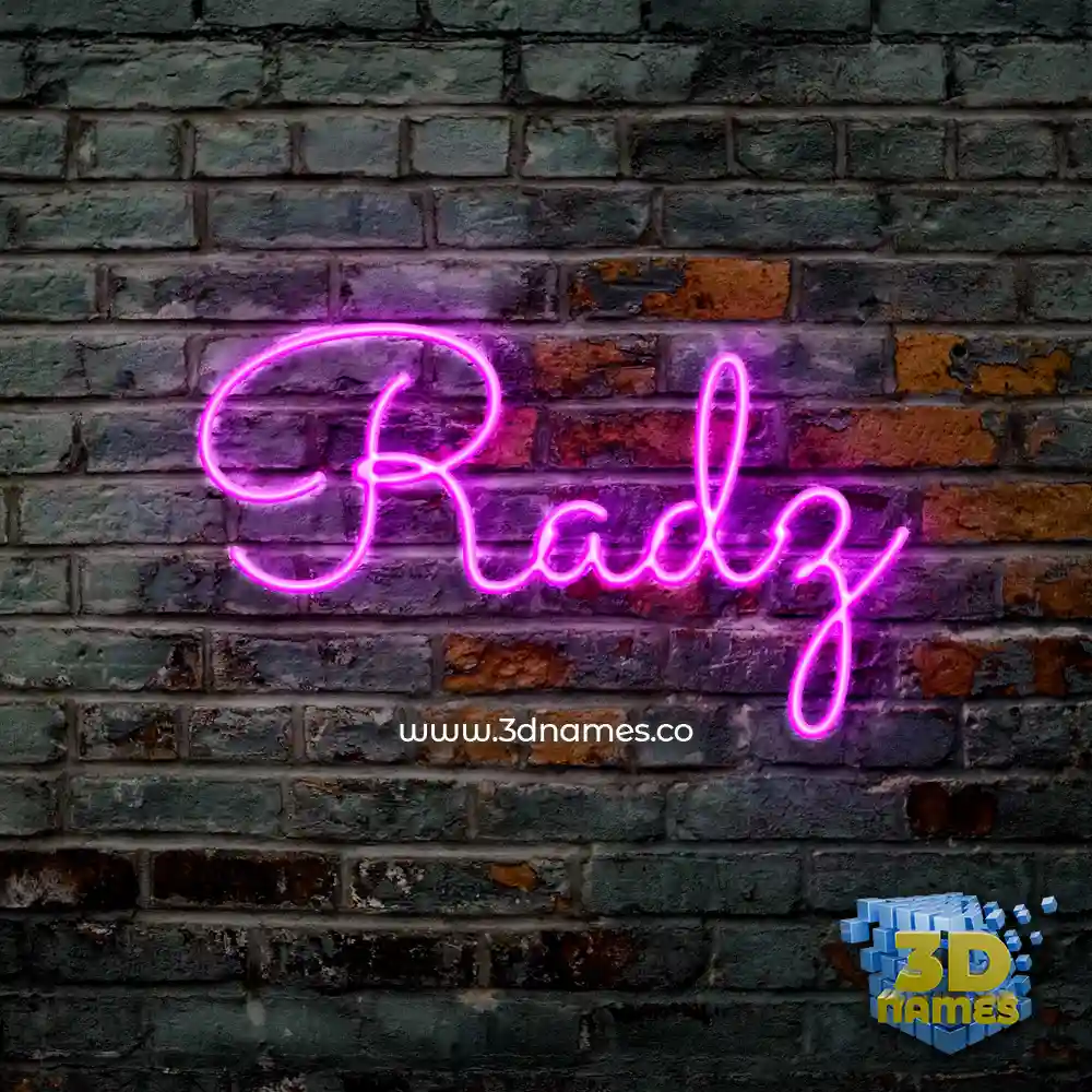 radz in Pink Neon style - 3D name wallpaper
