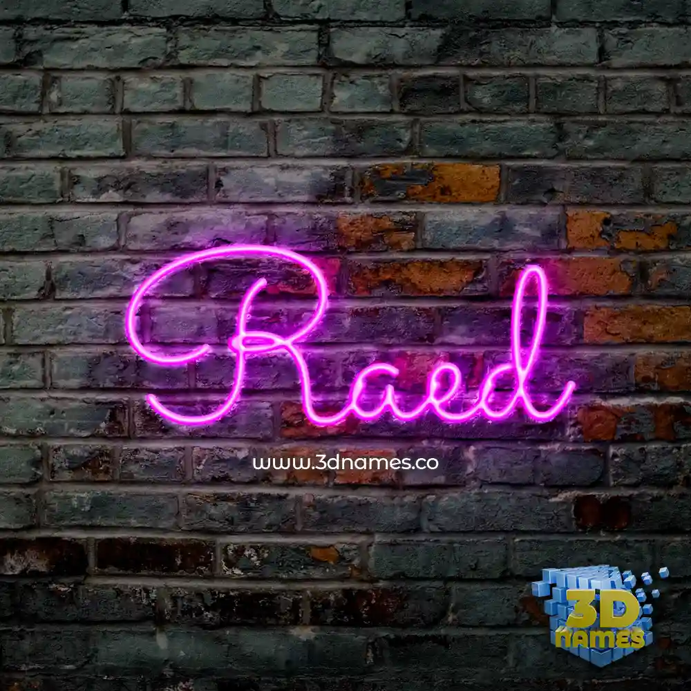 raed in Pink Neon style - 3D name wallpaper