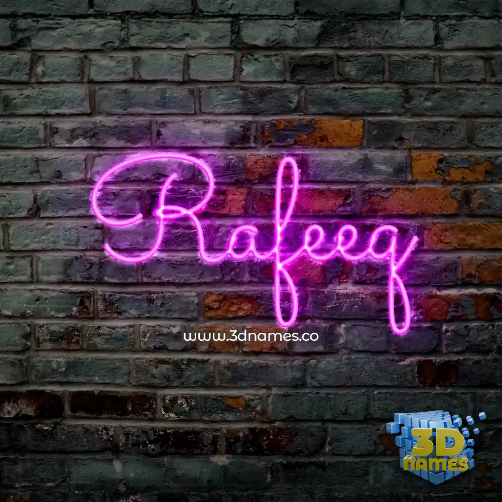 rafeeq in Pink Neon style - 3D name wallpaper