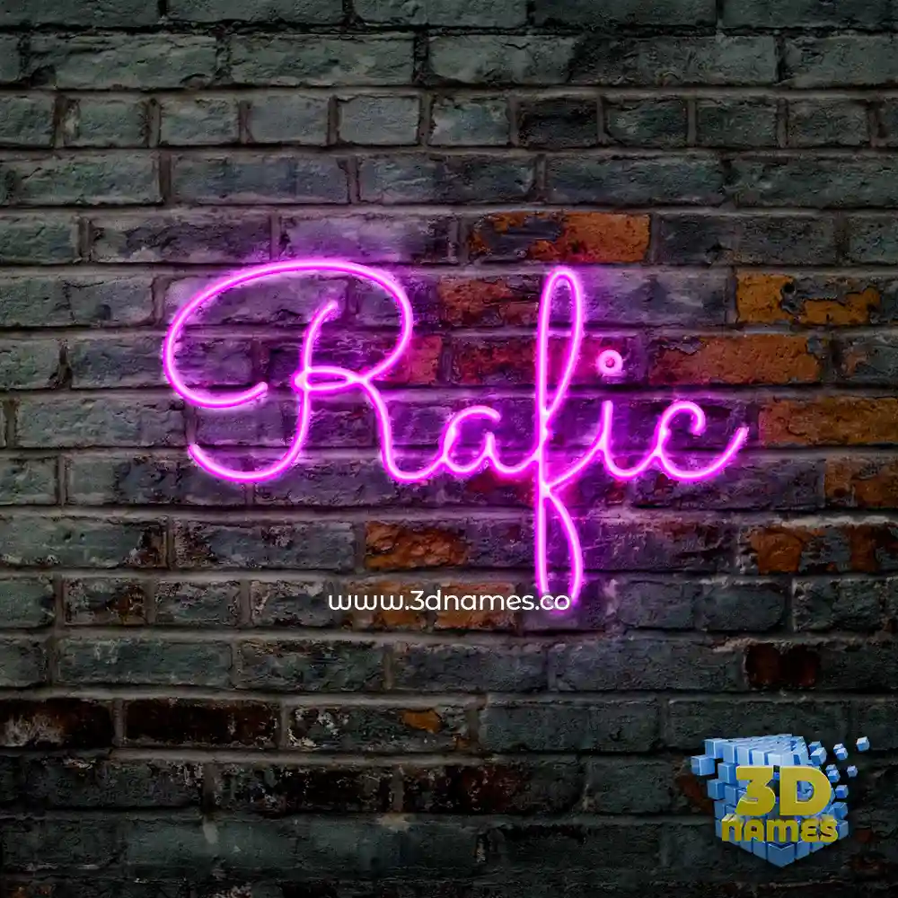 rafic in Pink Neon style - 3D name wallpaper