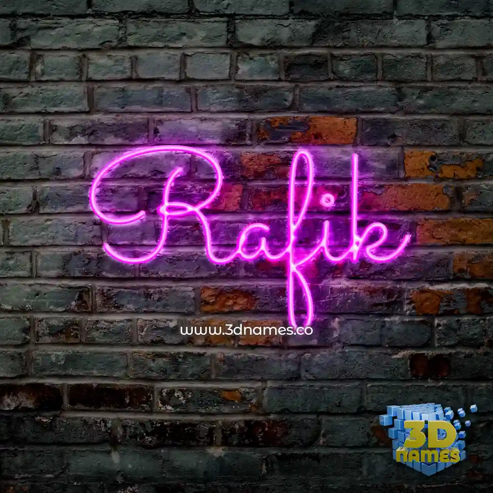 rafik in Pink Neon style - 3D name wallpaper