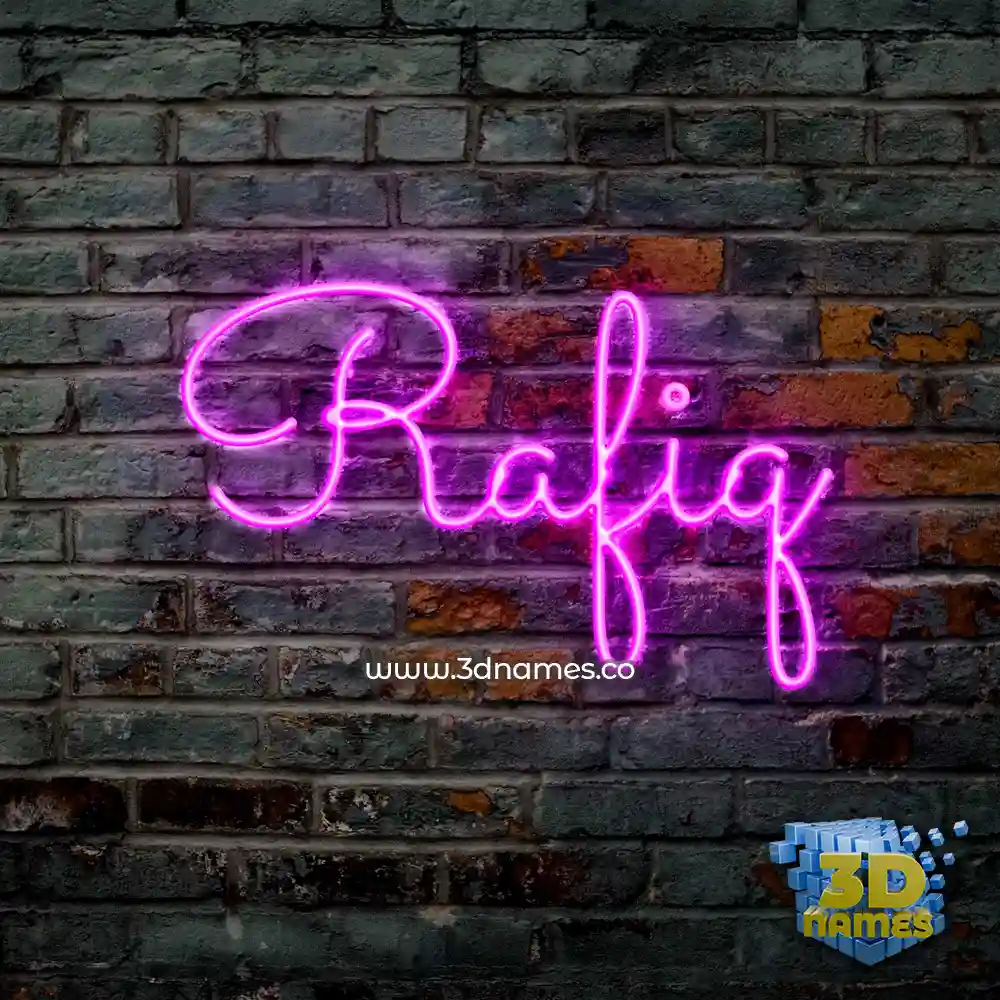rafiq in Pink Neon style - 3D name wallpaper