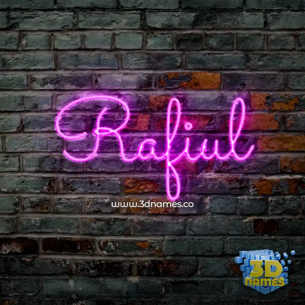 rafiul in Pink Neon style - 3D name wallpaper