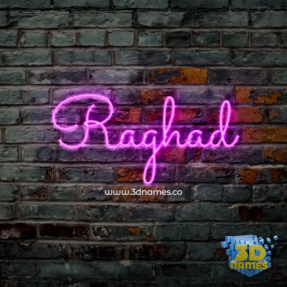 raghad in Pink Neon style - 3D name wallpaper