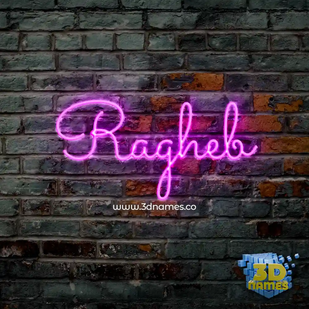 ragheb in Pink Neon style - 3D name wallpaper
