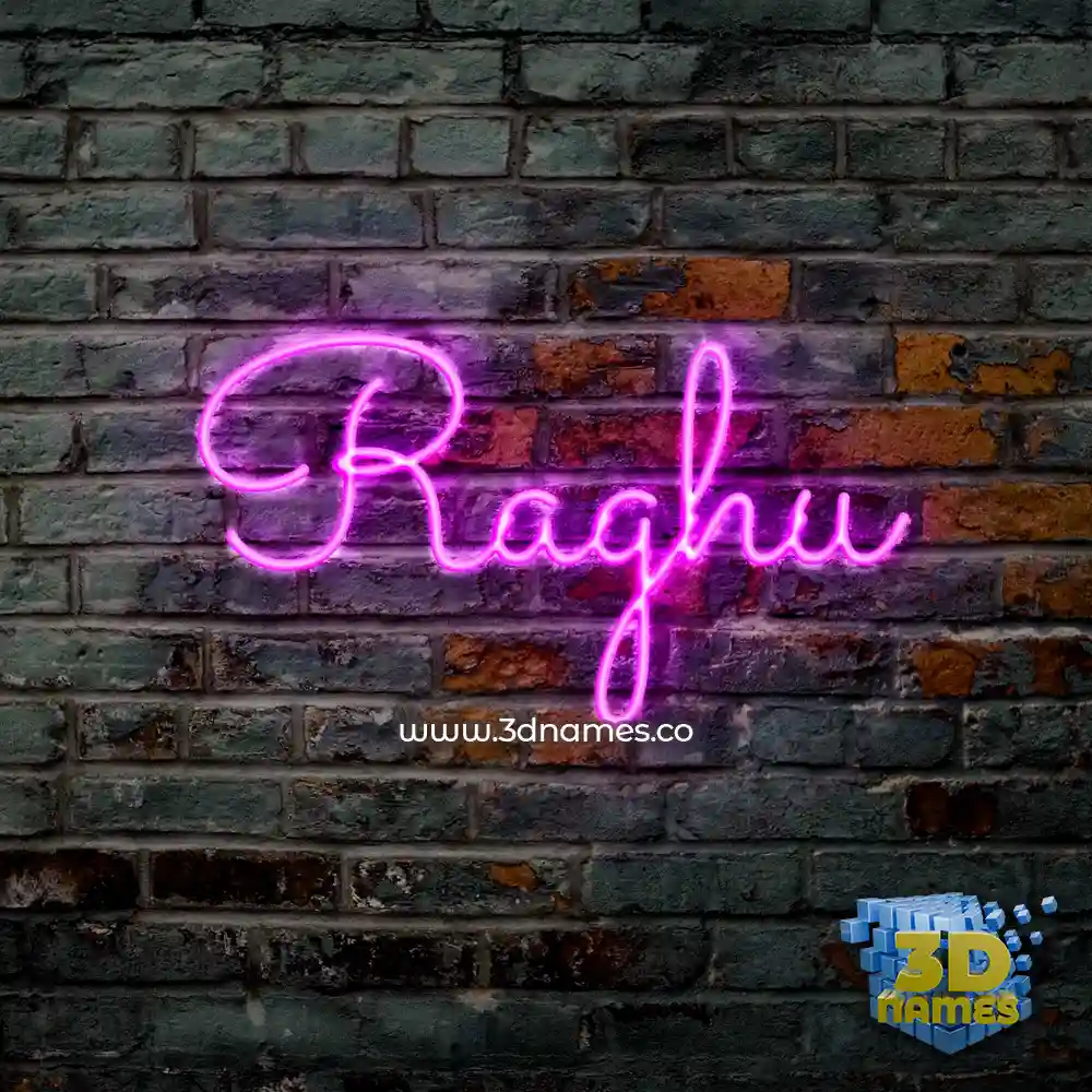 raghu in Pink Neon style - 3D name wallpaper