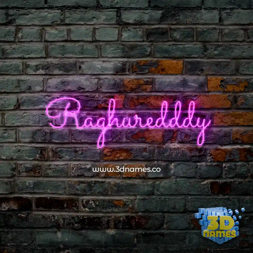 raghuredddy in Pink Neon style - 3D name wallpaper