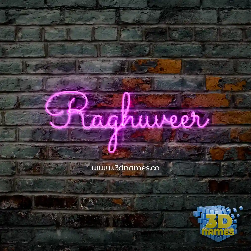 raghuveer in Pink Neon style - 3D name wallpaper