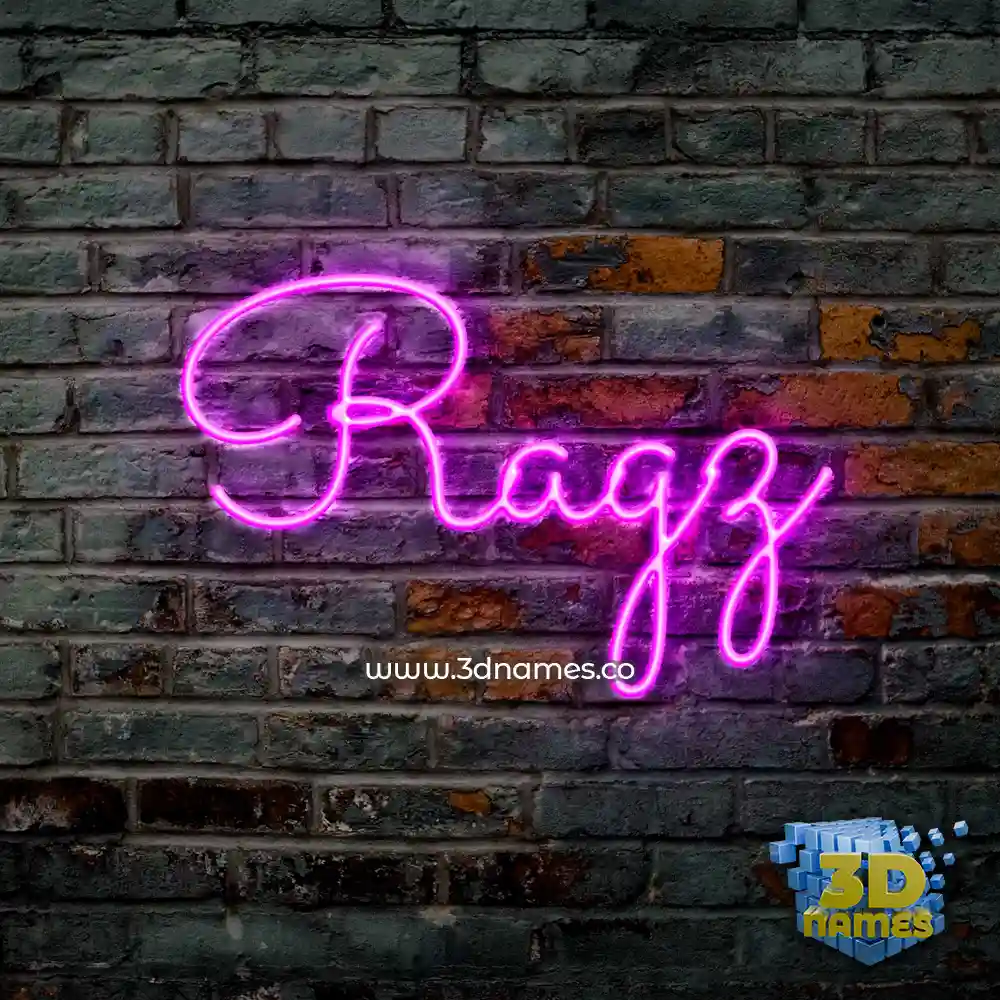 ragz in Pink Neon style - 3D name wallpaper