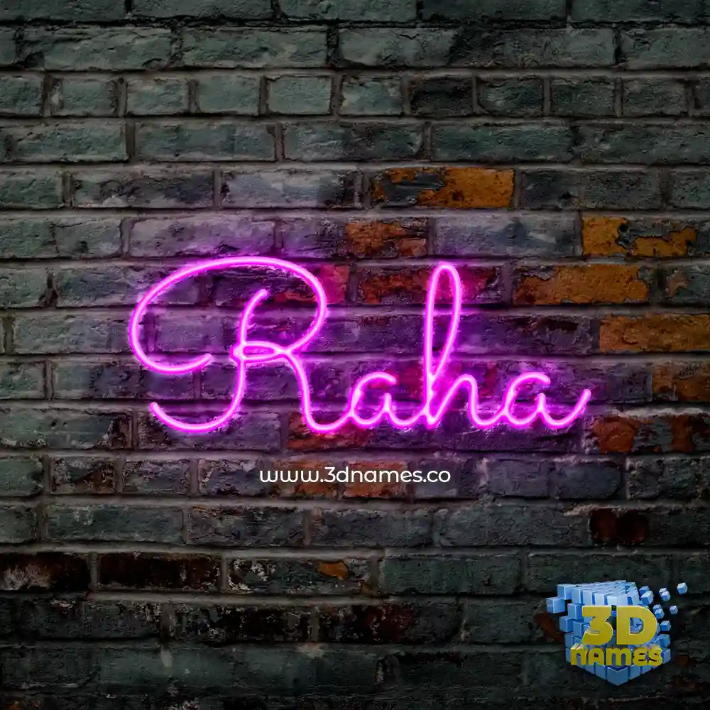 raha in Pink Neon style - 3D name wallpaper