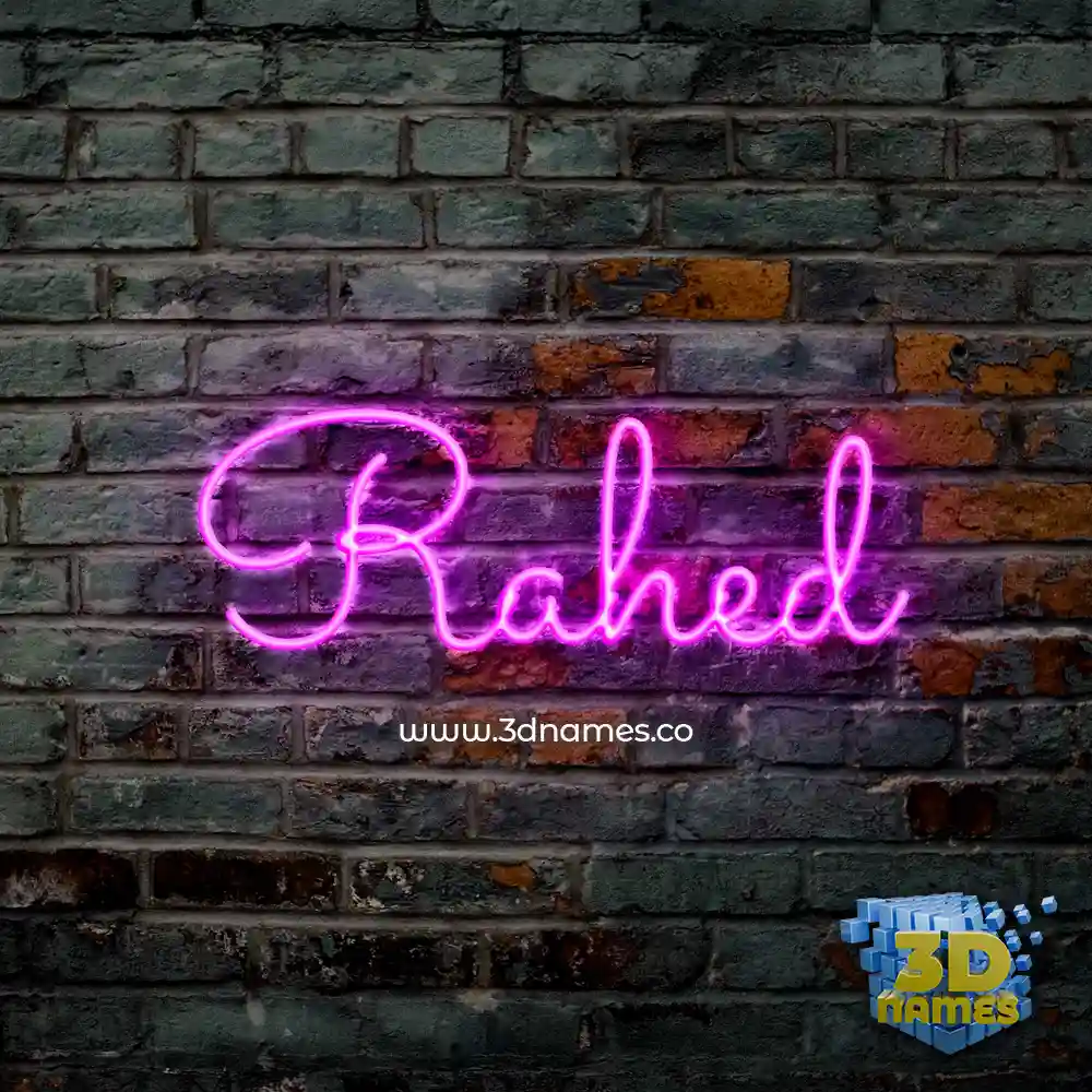 rahed in Pink Neon style - 3D name wallpaper