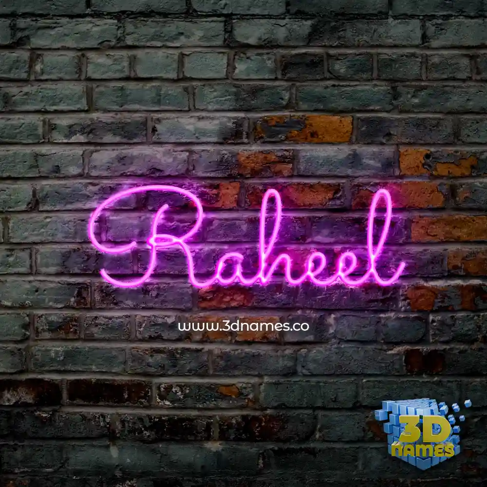 raheel in Pink Neon style - 3D name wallpaper