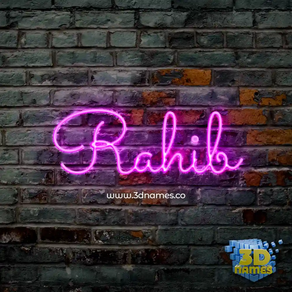 rahib in Pink Neon style - 3D name wallpaper