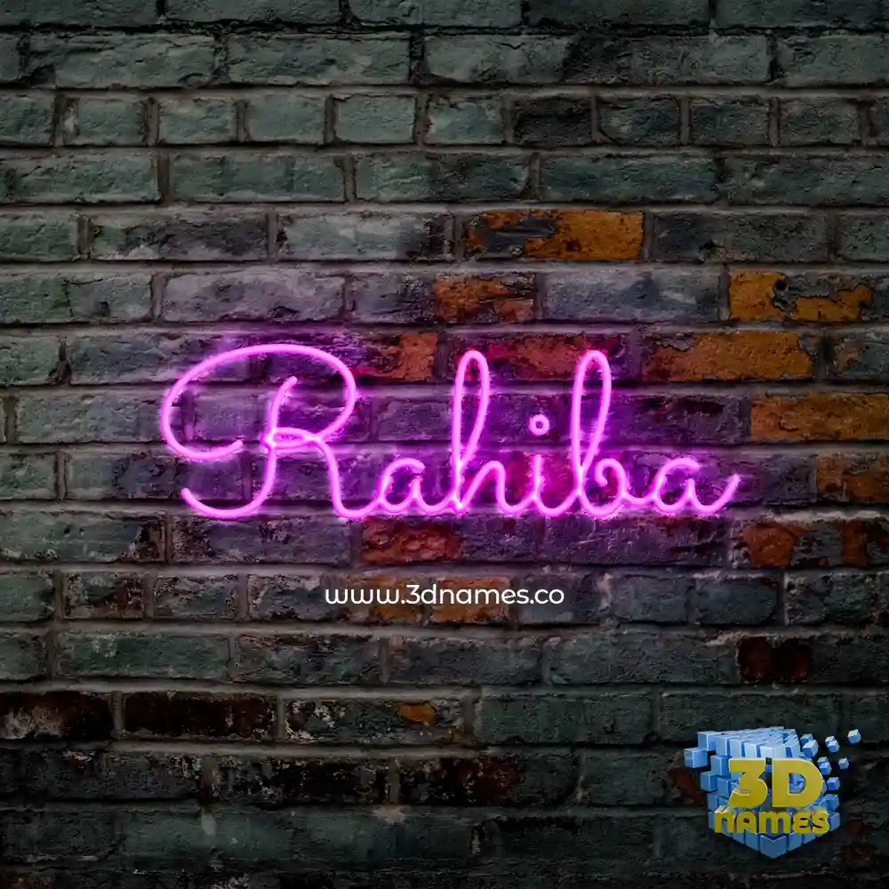 rahiba in Pink Neon style - 3D name wallpaper