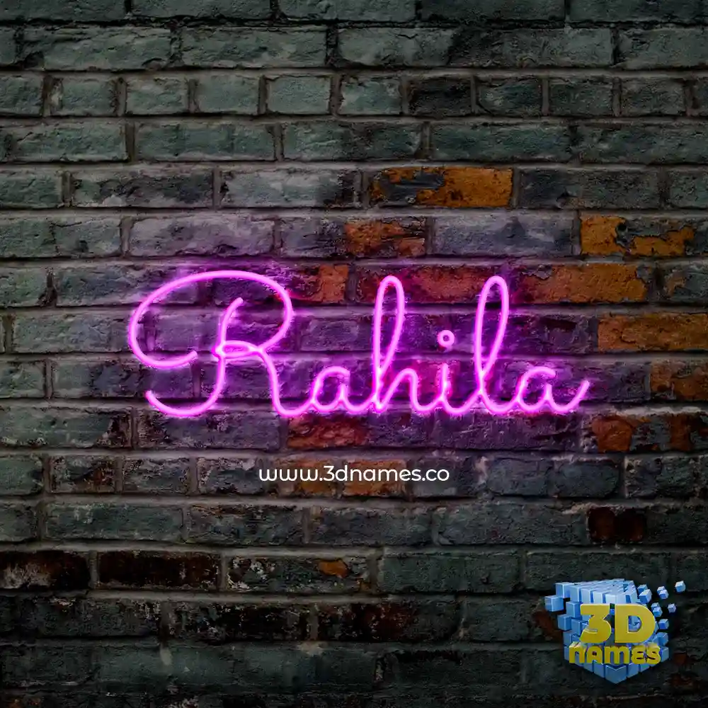 rahila in Pink Neon style - 3D name wallpaper