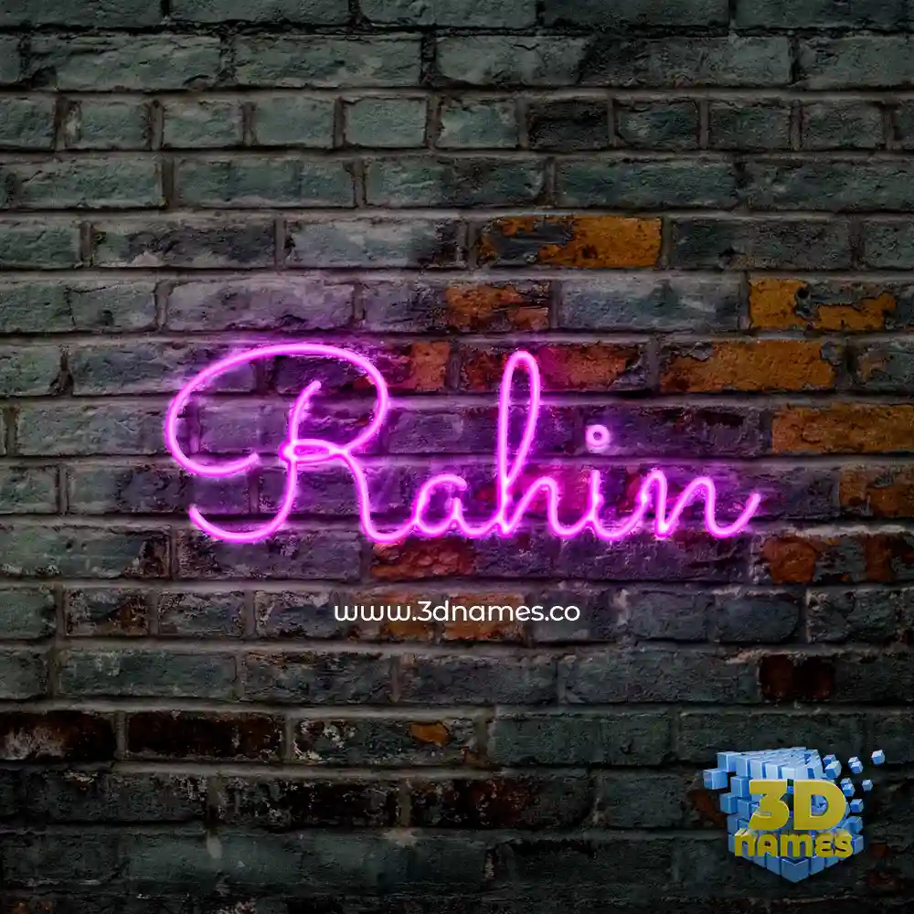rahin in Pink Neon style - 3D name wallpaper