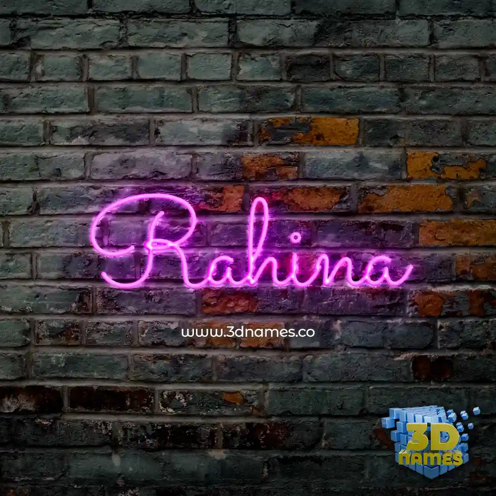 rahina in Pink Neon style - 3D name wallpaper