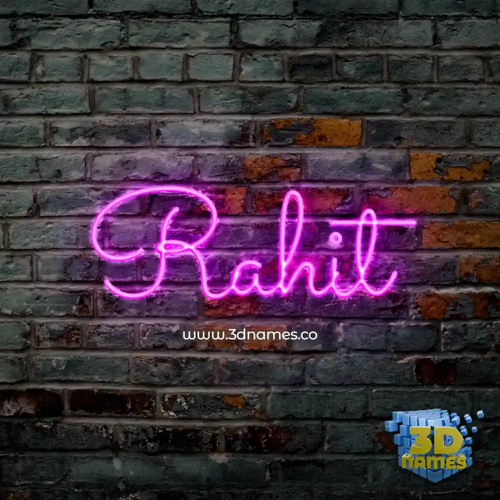 rahit in Pink Neon style - 3D name wallpaper