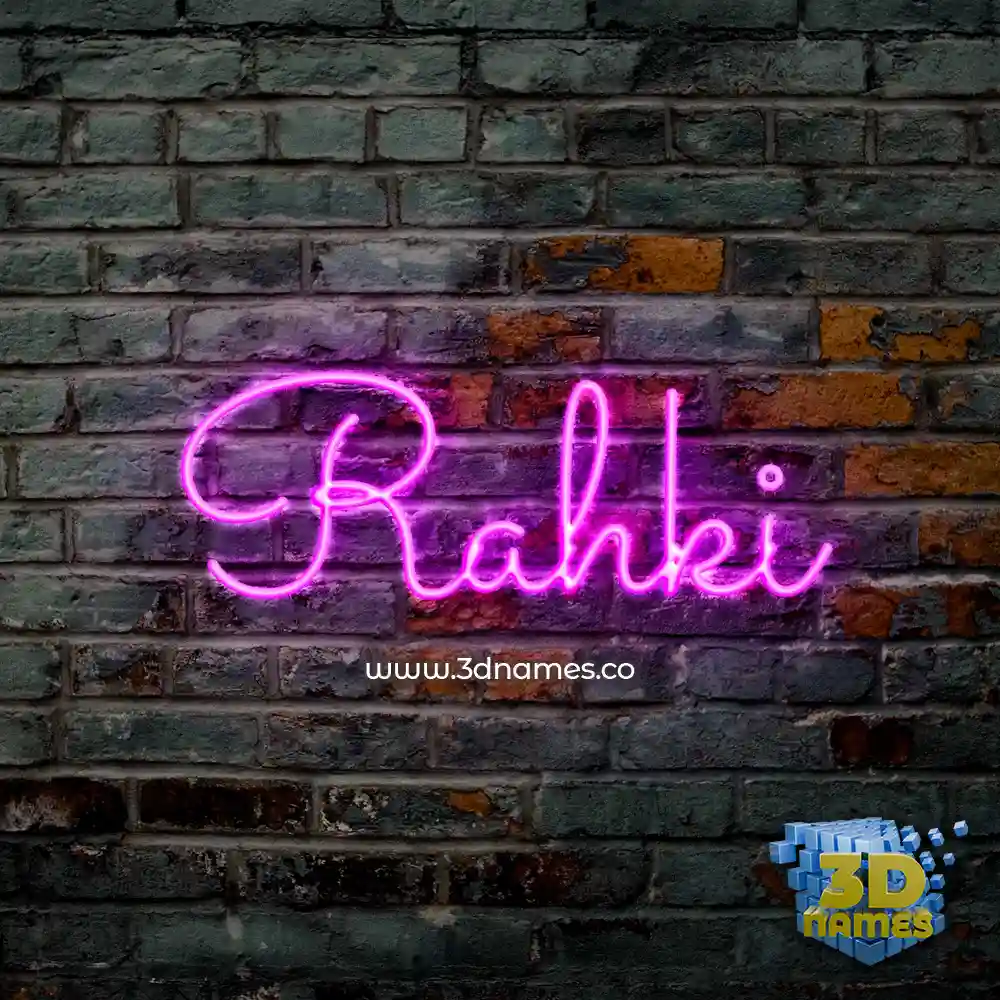 rahki in Pink Neon style - 3D name wallpaper