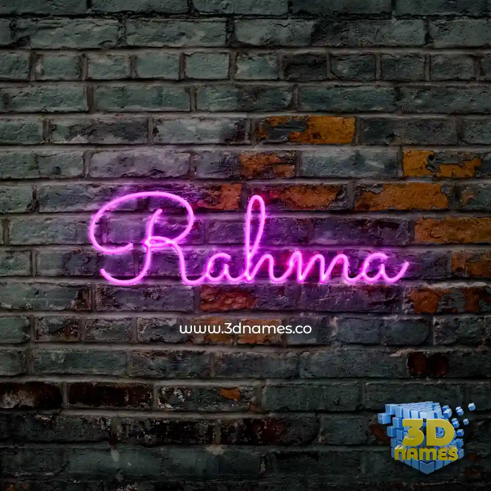rahma in Pink Neon style - 3D name wallpaper