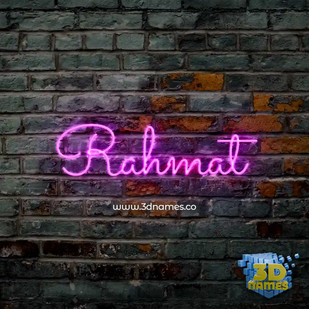 rahmat in Pink Neon style - 3D name wallpaper