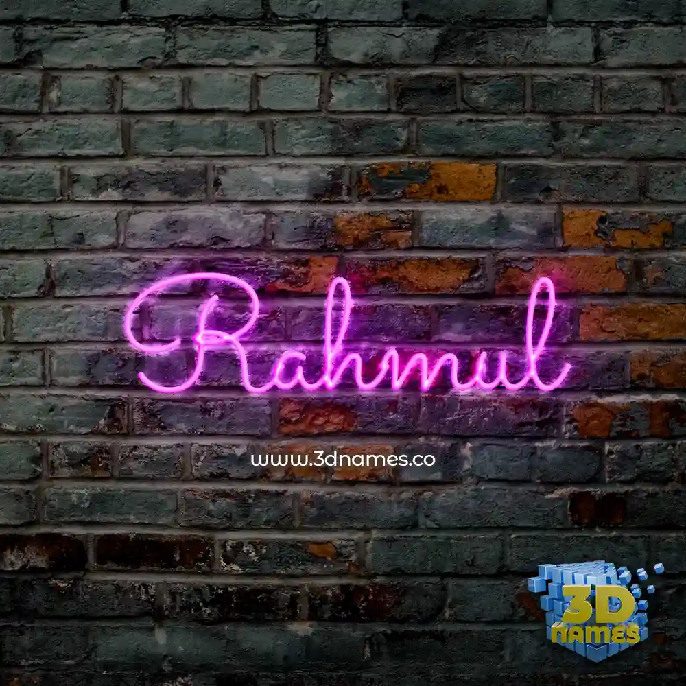 rahmul in Pink Neon style - 3D name wallpaper