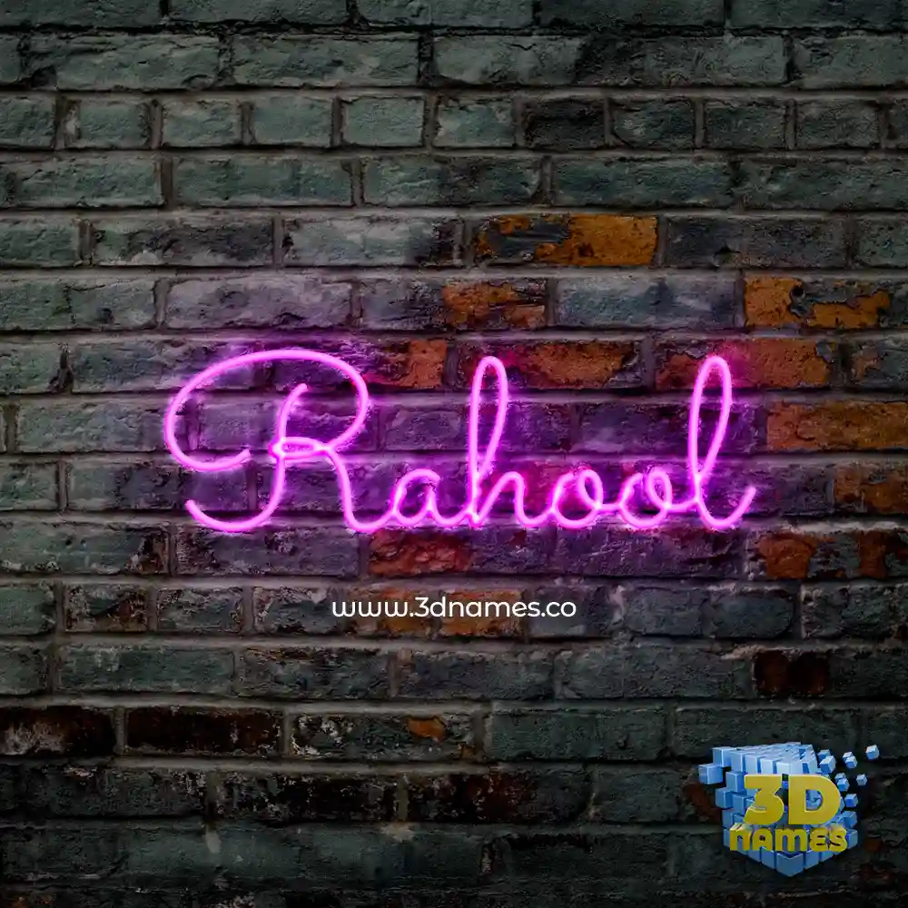 rahool in Pink Neon style - 3D name wallpaper
