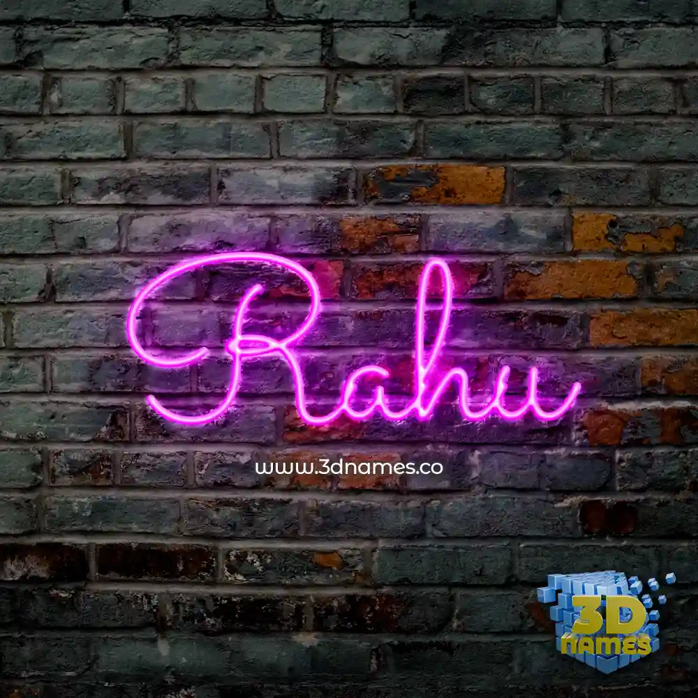 rahu in Pink Neon style - 3D name wallpaper