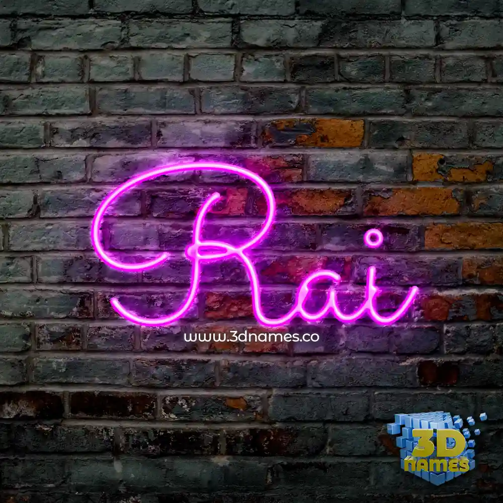 rai in Pink Neon style - 3D name wallpaper