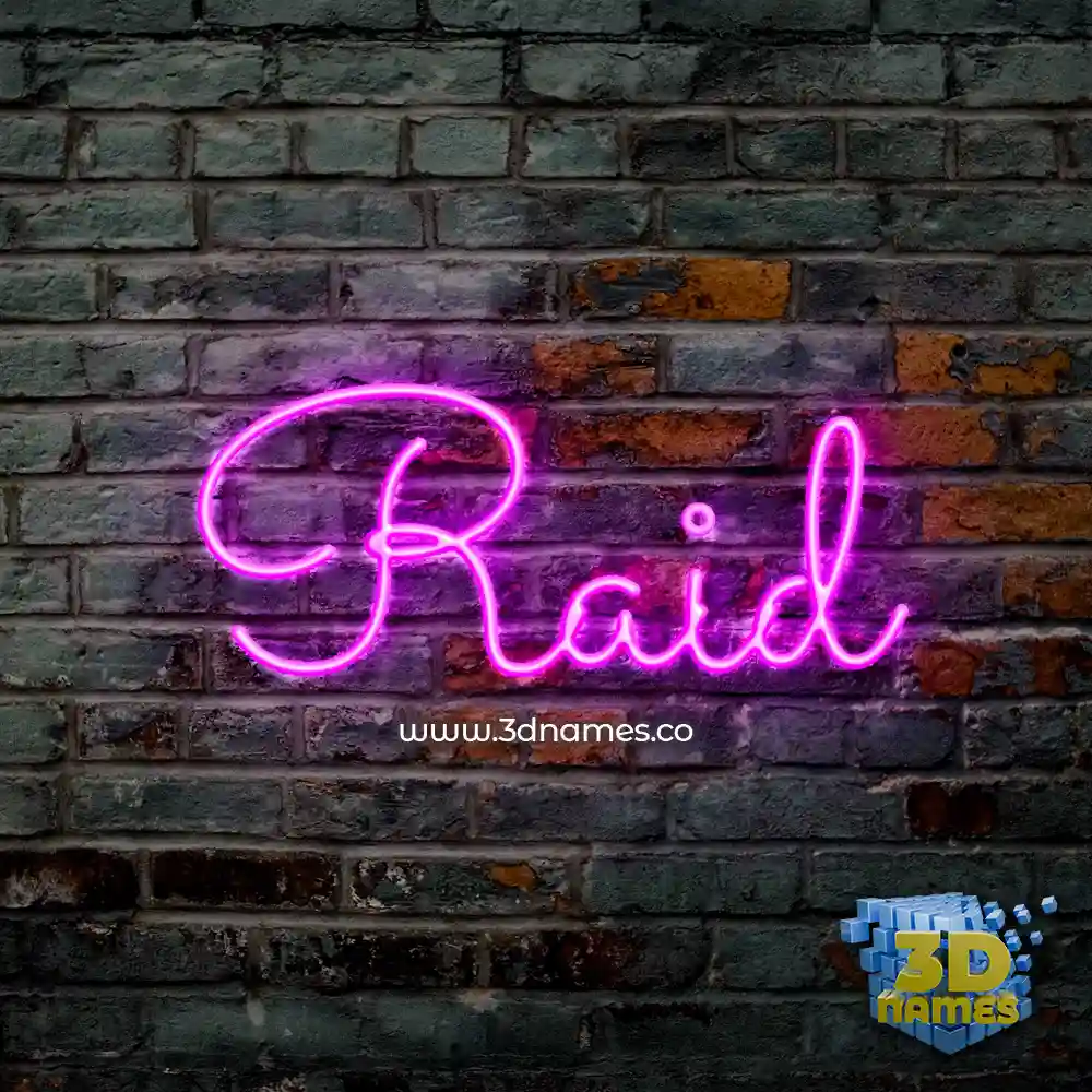 raid in Pink Neon style - 3D name wallpaper