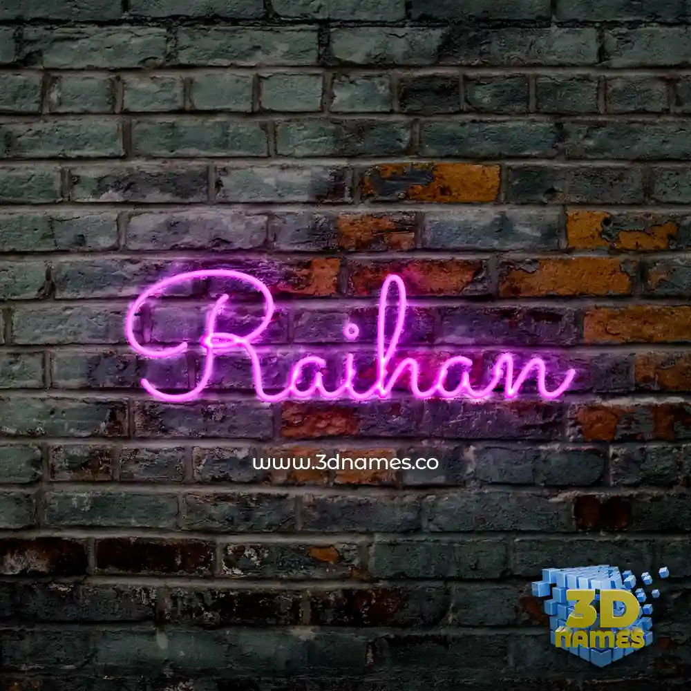 raihan in Pink Neon style - 3D name wallpaper
