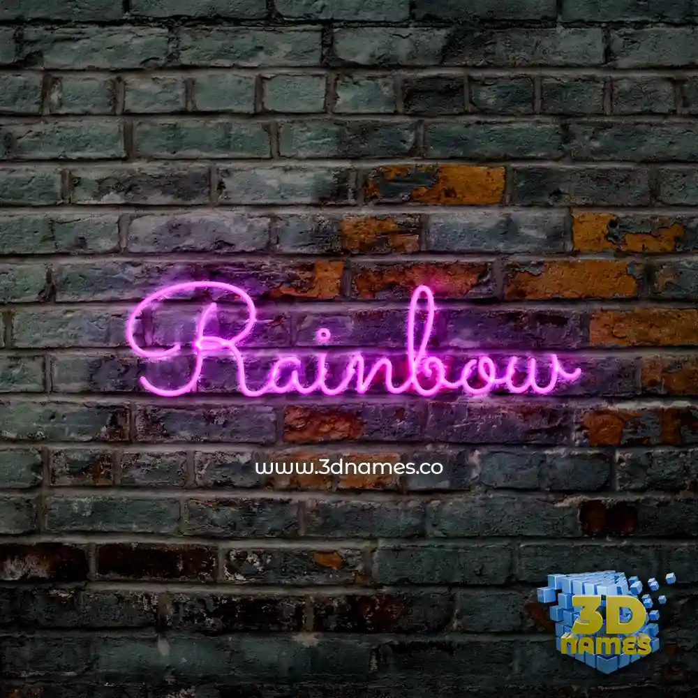 rainbow in Pink Neon style - 3D name wallpaper