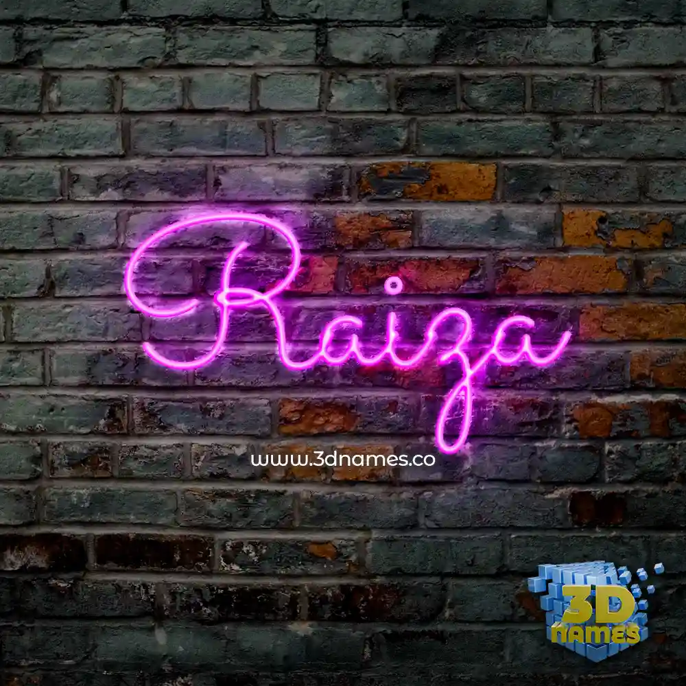 raiza in Pink Neon style - 3D name wallpaper