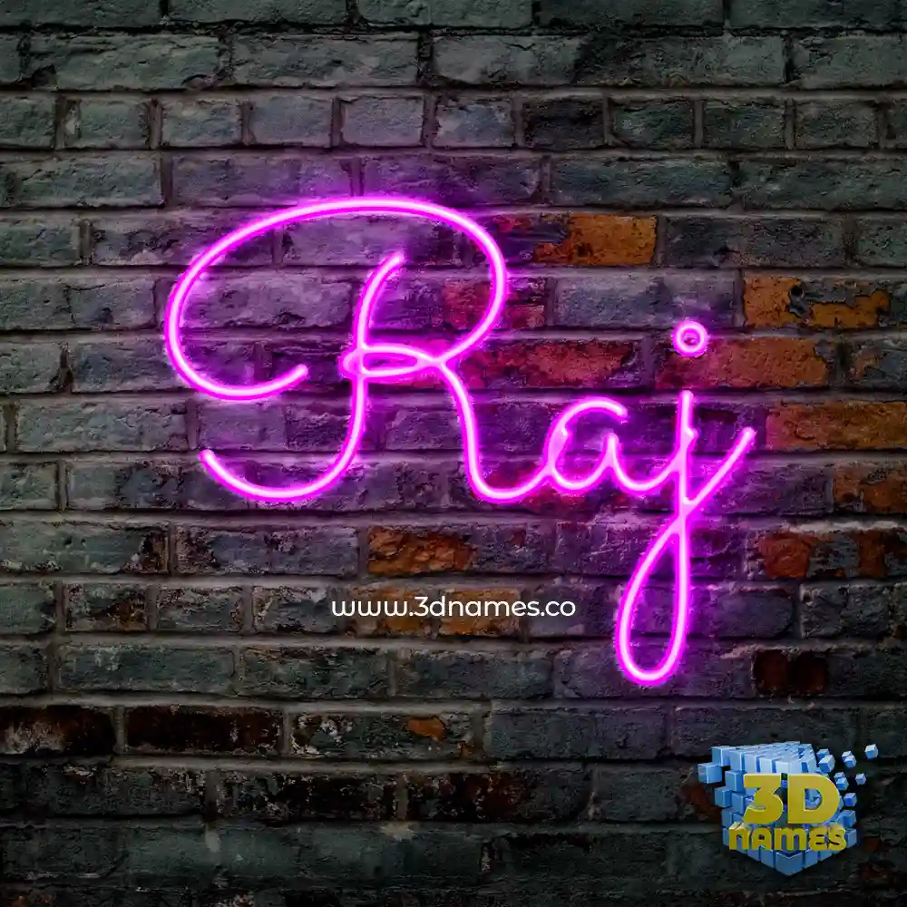 raj in Pink Neon style - 3D name wallpaper