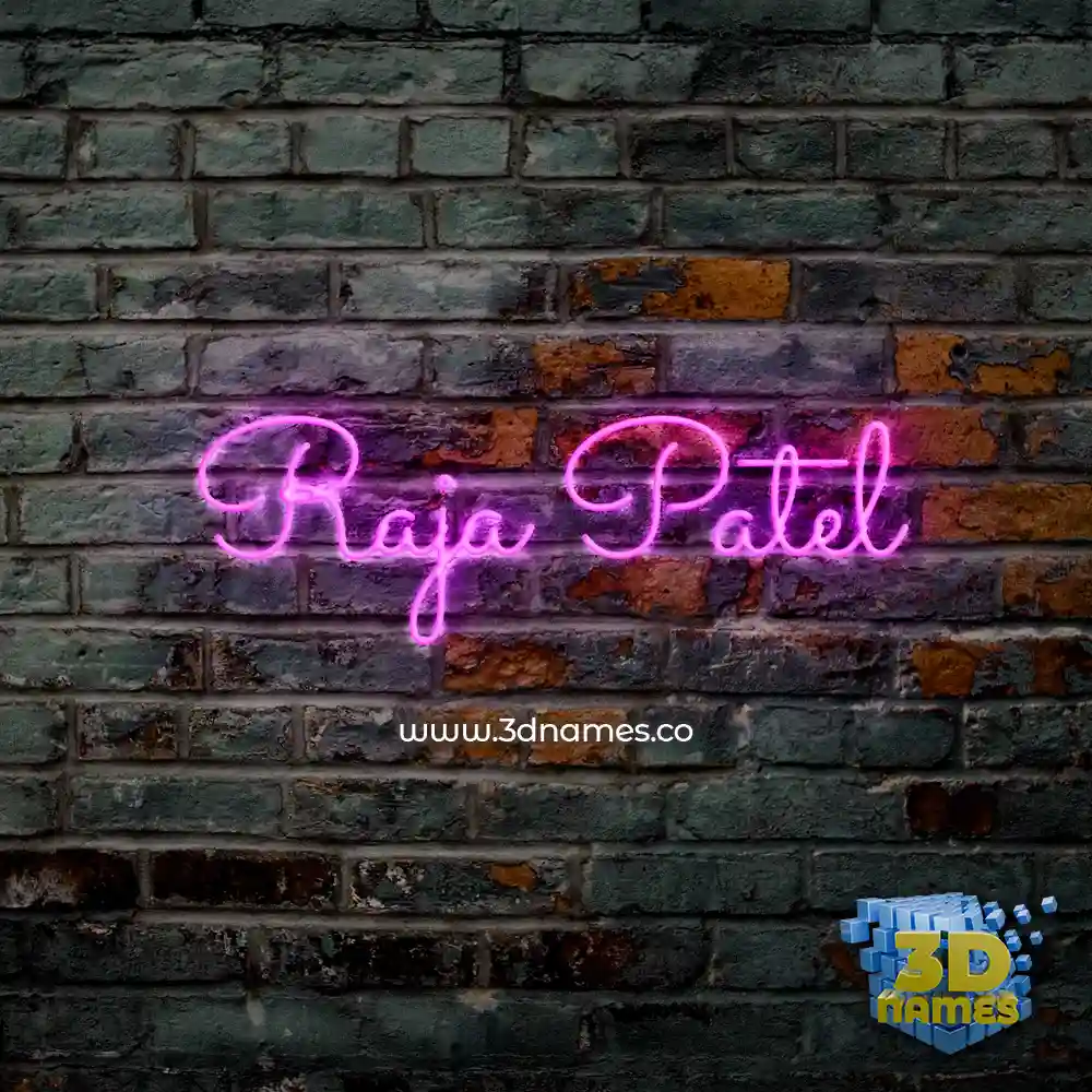 raja patel in Pink Neon style - 3D name wallpaper