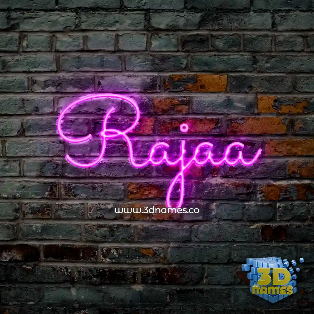 rajaa in Pink Neon style - 3D name wallpaper