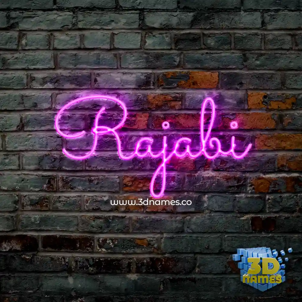 rajabi in Pink Neon style - 3D name wallpaper