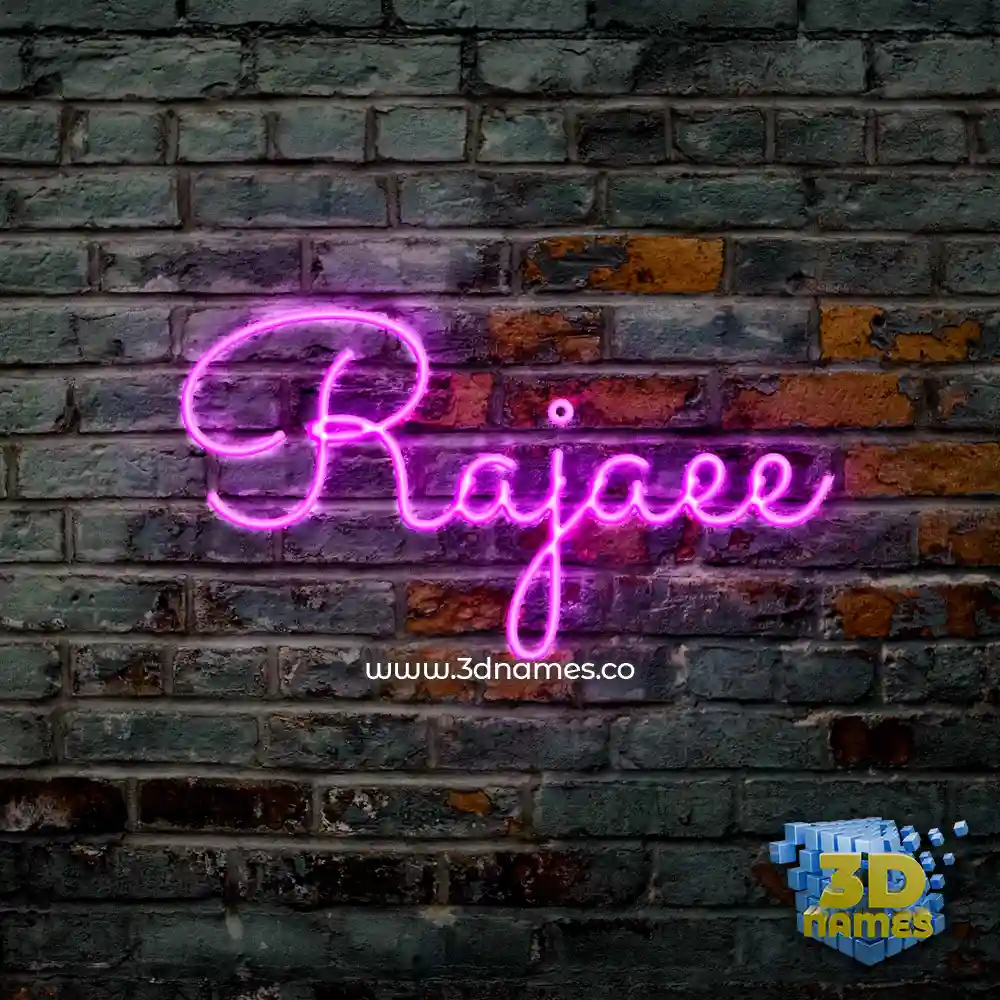rajaee in Pink Neon style - 3D name wallpaper