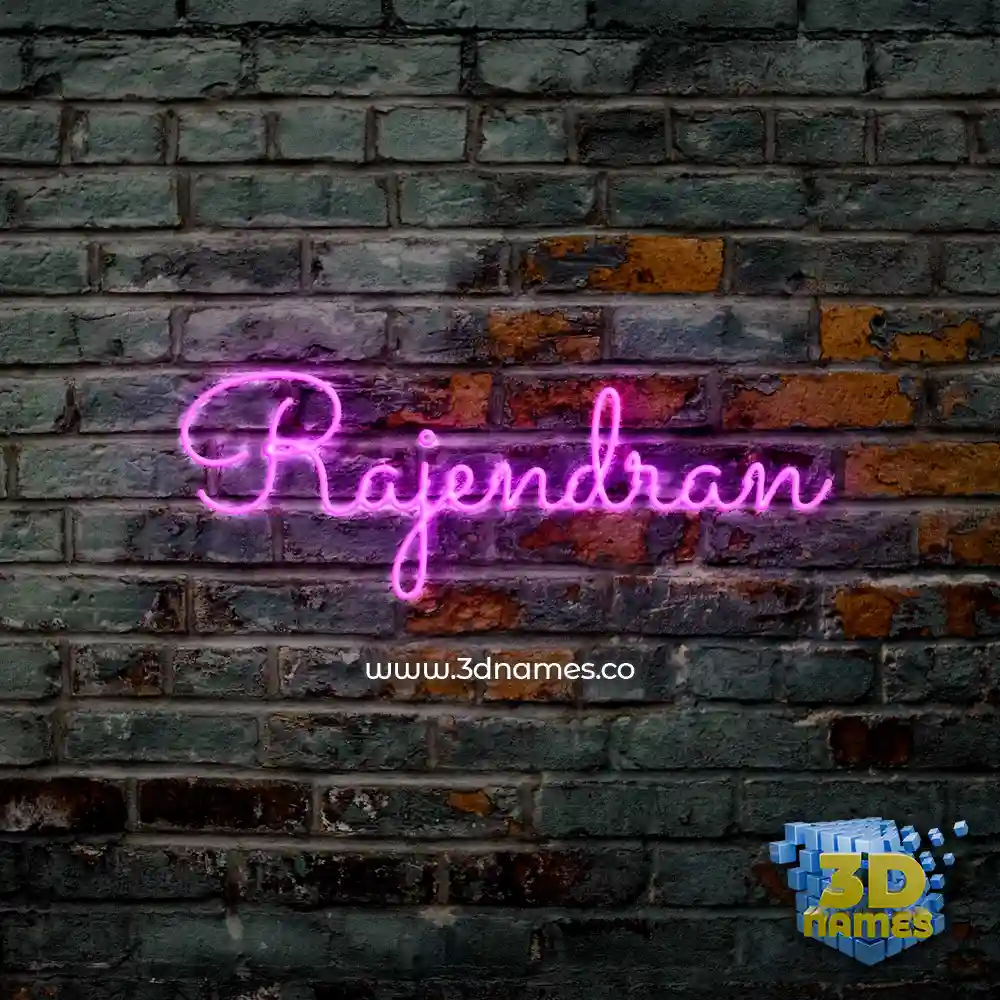 rajendran in Pink Neon style - 3D name wallpaper