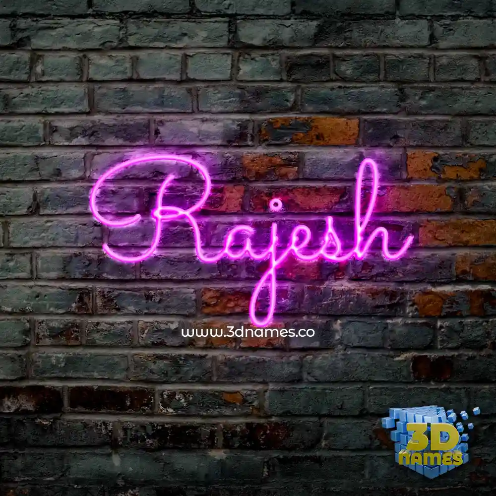 rajesh in Pink Neon style - 3D name wallpaper