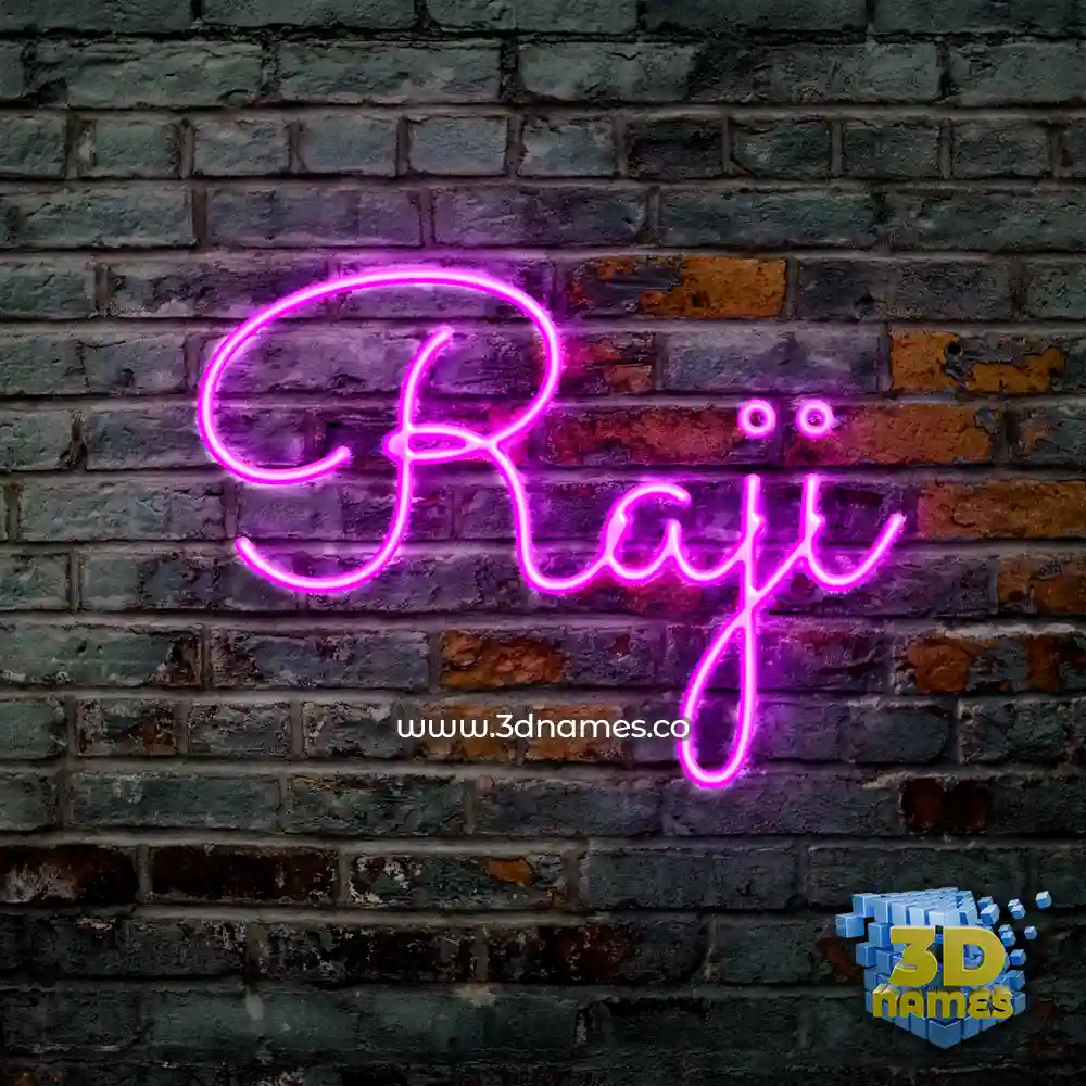 raji in Pink Neon style - 3D name wallpaper