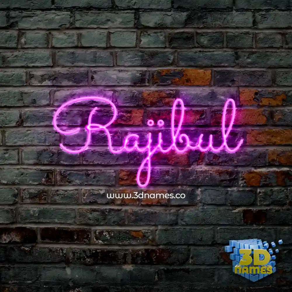 rajibul in Pink Neon style - 3D name wallpaper