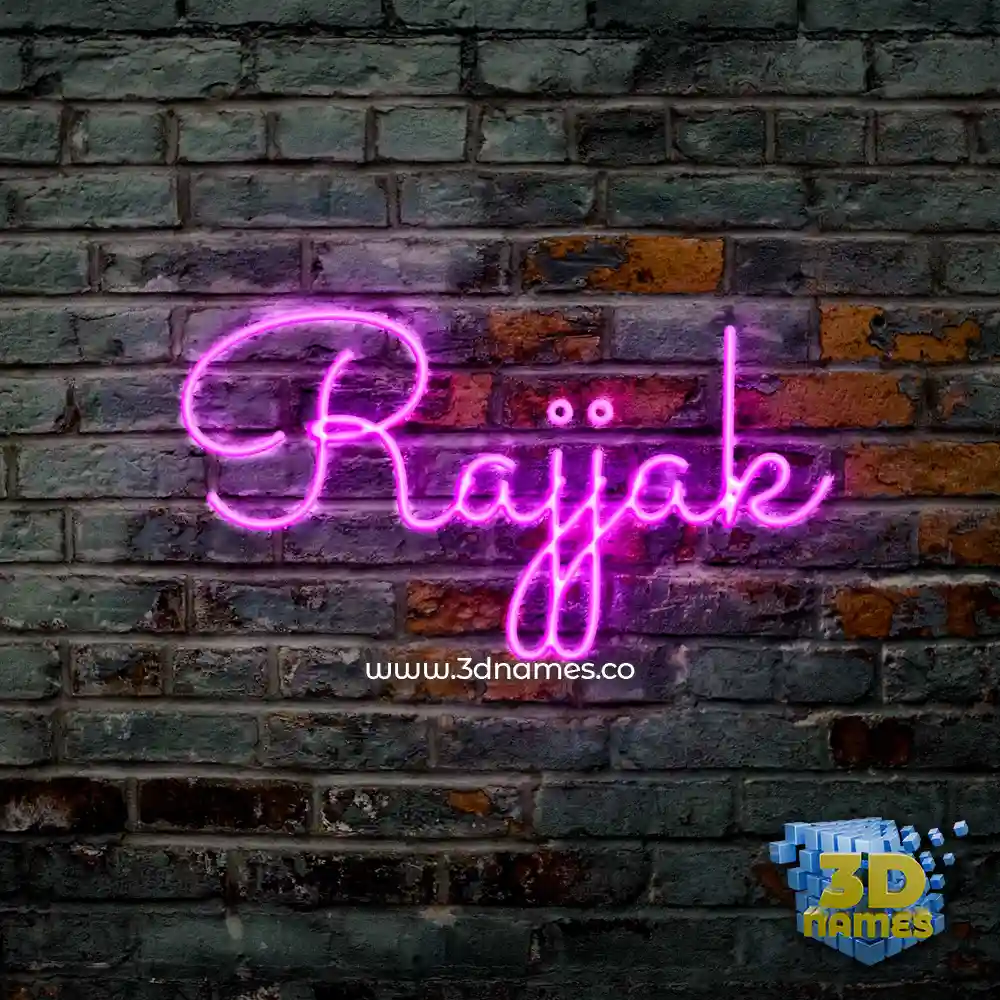 rajjak in Pink Neon style - 3D name wallpaper