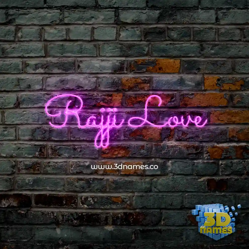 rajji love in Pink Neon style - 3D name wallpaper