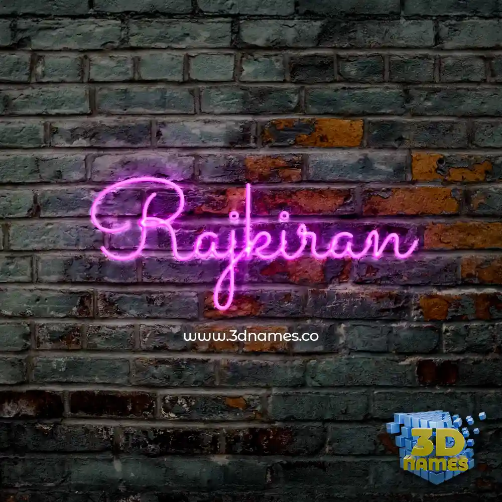rajkiran in Pink Neon style - 3D name wallpaper